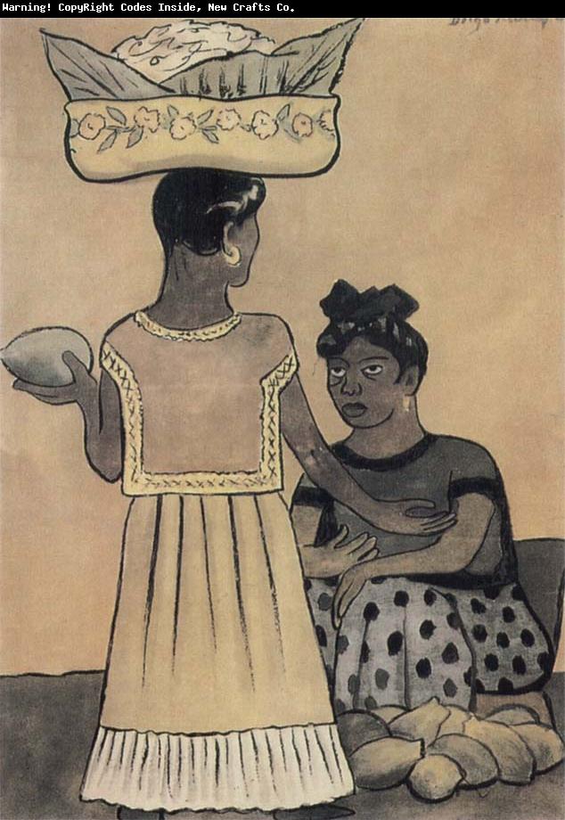 Diego Rivera Two Woman